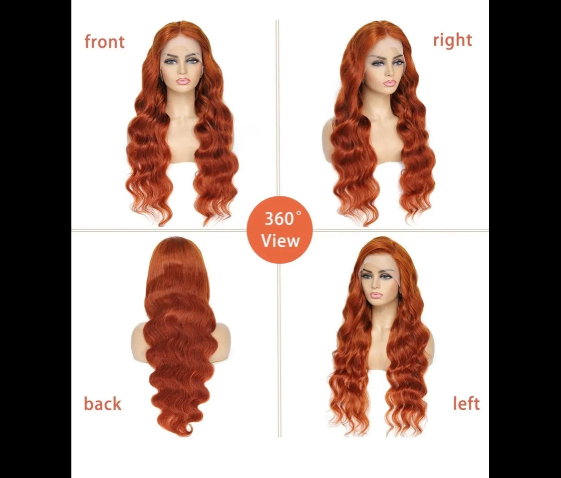 Ginger straight human hair wig
