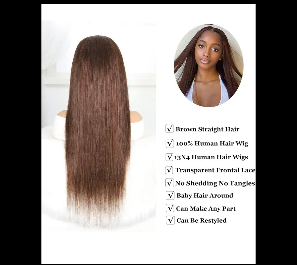 Brown human hair lace wig